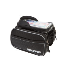 Велосумка на раму 20,5*14 см BRAVVOS QJ-001 чорний з відділенням для смартфона AM (брендоване пакування)