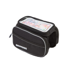 Велосумка на раму 20,5*14 см BRAVVOS QJ-202 чорний з відділенням для смартфона AM (брендоване пакування)