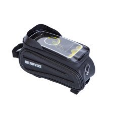 Велосумка на раму водовідштовх. матеріал 23x11x11 см BRAVVOS SAB010-E003 чорний з білим з відділенням для смартфона AM (брендоване пакування)