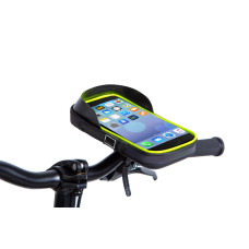 Велосумка на кермо водовідштовх. матеріал BRAVVOS SJ-001 чорний з салатним з відділенням для смартфона AM (брендоване пакування)