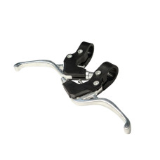 Ручки гальмівні Алюмiнiй + пластик під 2 пальці . PJ-65PA чорний зі сріблястим Ручки гальмівні Алюмiнiй + пластик під 2 пальці . PJ-65PA чорний зі сріблястим