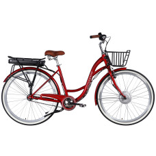 Велосипед з електроприводом 28" ST Dorozhnik eAQUAMARINE BH рама-19" 36B 13А*г 500Вт бордовий YS 2476 з кошиком 2026