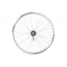 Колесо задн. VLT 26" AL 36H двост. дорожн. silver; Втулка тормозна VELOSTEEL (Чехія) на гайках