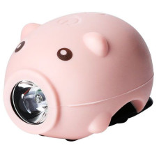 Детский фонарь Green Cycle Piglet, 300 люмен, 3 режима, + гудок с 5 звуками, розовый